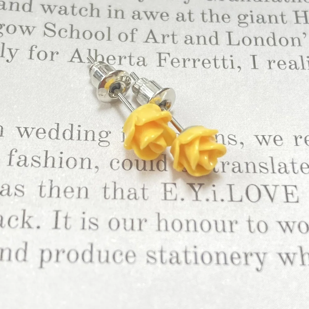 BNWT Yellow Rose Stud Earrings - Sunny and Floral - Picture 6 of 9